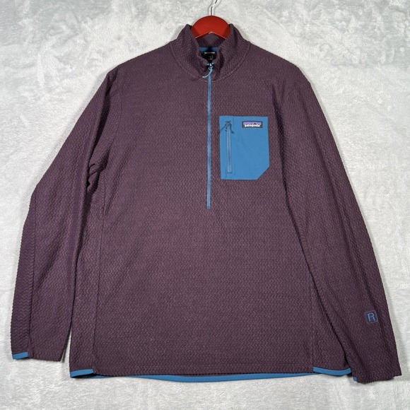 Patagonia R1 Air Pullover Mens 2XL Purple Fleece 1/4 Zip Neck Sweater Shirt